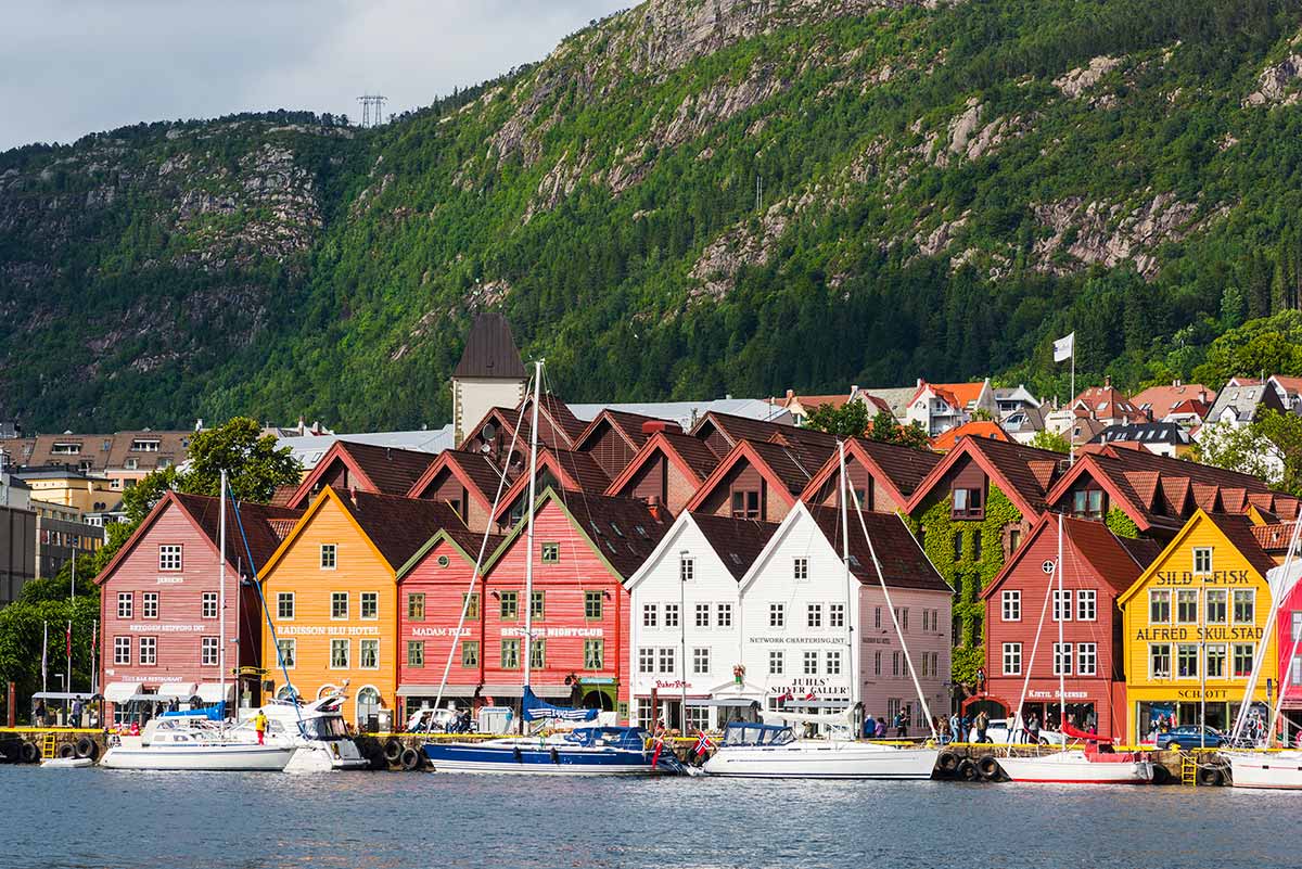 Landscape image of a town in Norway