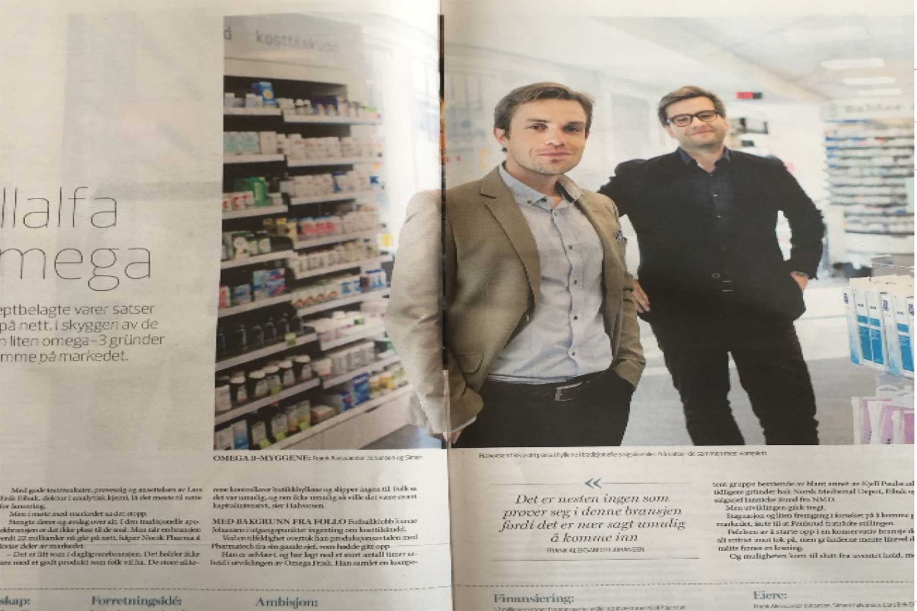 Screenshot of a newsletter showing two man in a pharmacy store