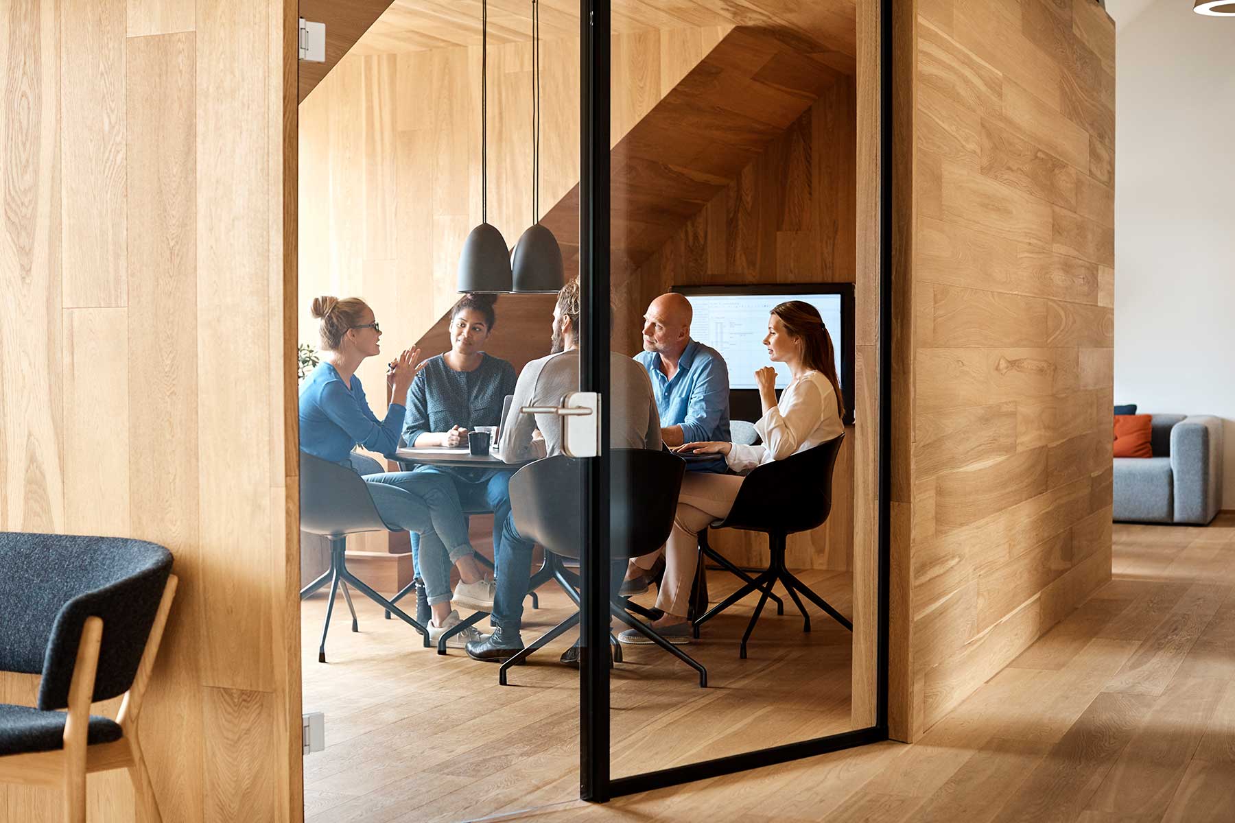 Meeting in the modern office with glass door's
